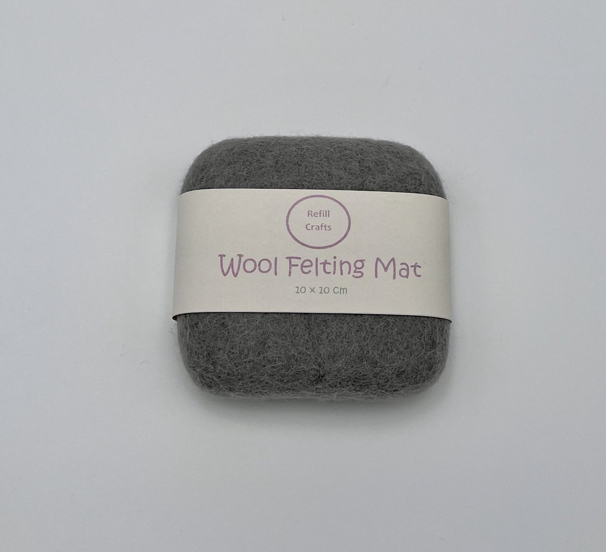 Grey wool needle felting mat 10 x 10 cm