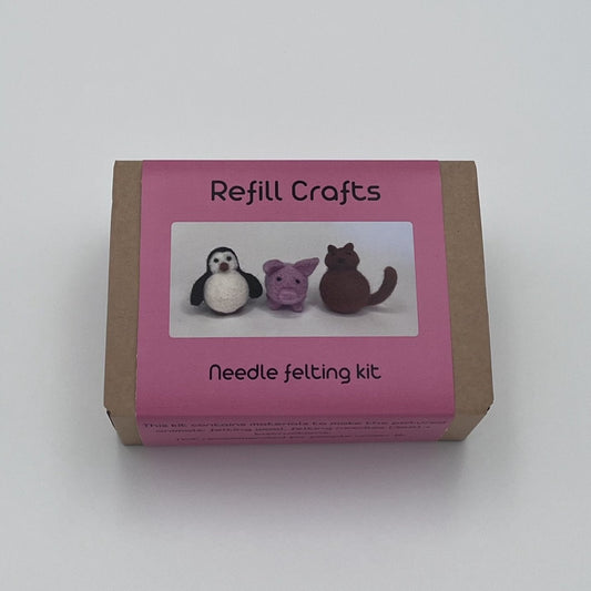 Penguin, pig & cat needle felting kit New Zealand