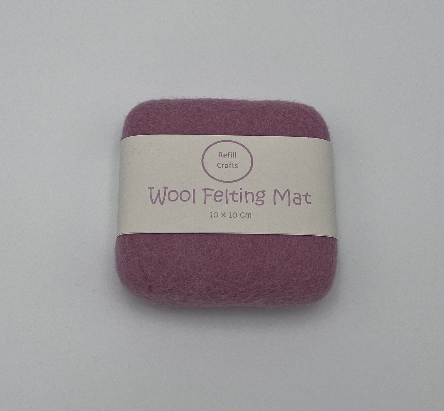 Pink wool needle felting mat 10 x 10 cm