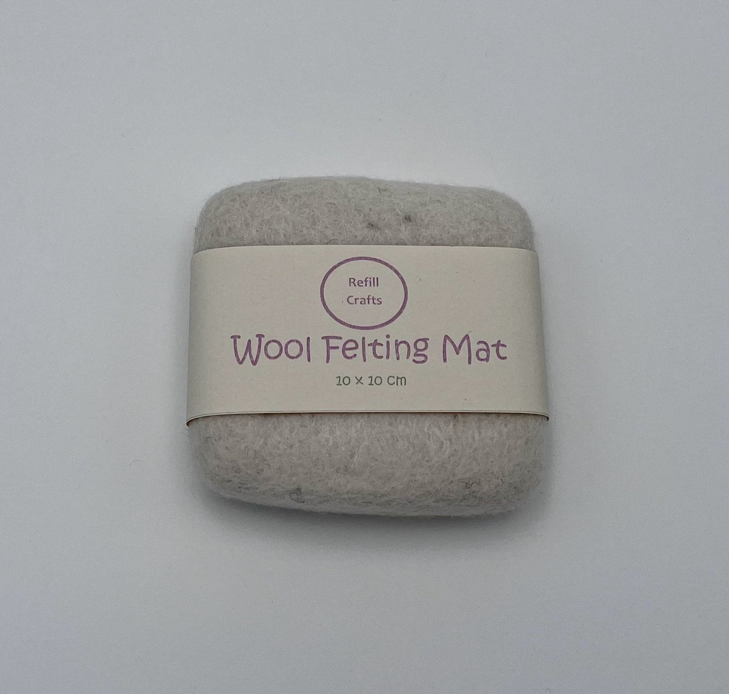 White wool needle felting mat 10 x 10 cm